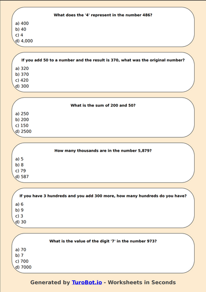 Math - Place Value - Thousands, Hundreds, Tens, Ones - Year 3 - Place Value Fun 1