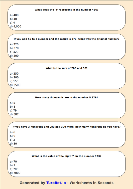 Math - Place Value - Thousands, Hundreds, Tens, Ones - Year 3 - Place Value Fun 1