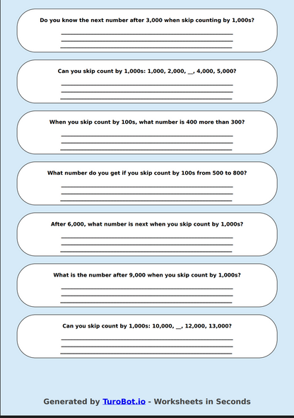 Math - Skip Counting by 100s and 1,000s - Year 3 - Skip Counting Practice 2