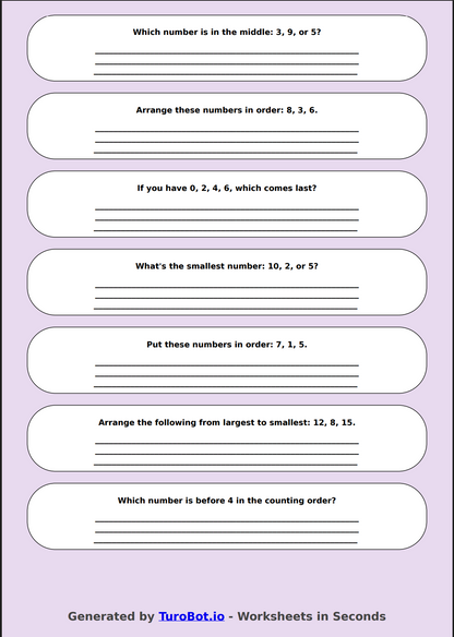 Math - Ordering Numbers - Year 3 - Order It Worksheet 1