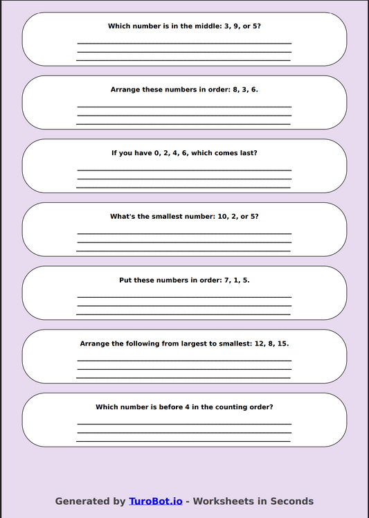 Math - Ordering Numbers - Year 3 - Order It Worksheet 1