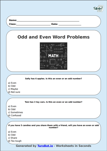Math - Odd and Even Word Problems - Year 3 - Odd or Even - Word Problems