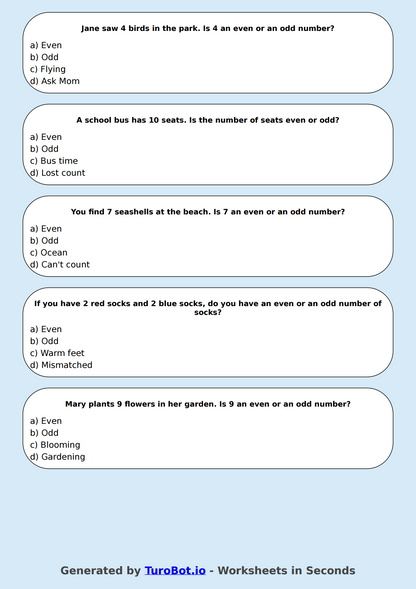 Math - Odd and Even Word Problems - Year 3 - Odd or Even - Word Problems