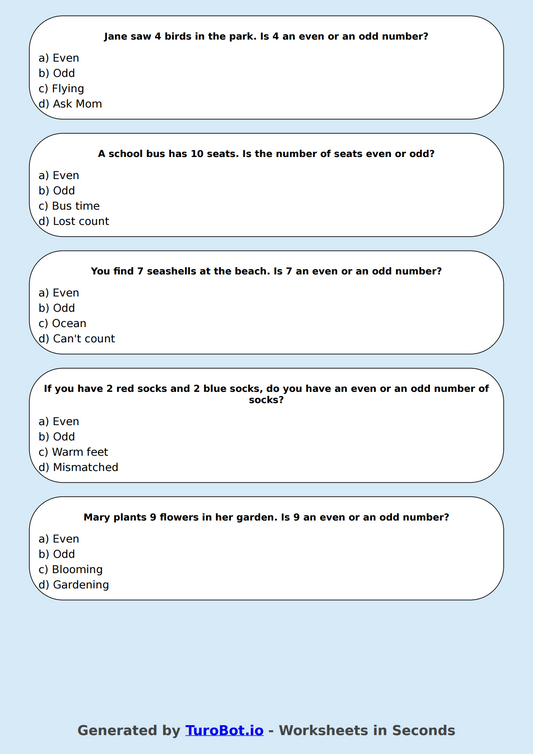 Math - Odd and Even Word Problems - Year 3 - Odd or Even - Word Problems