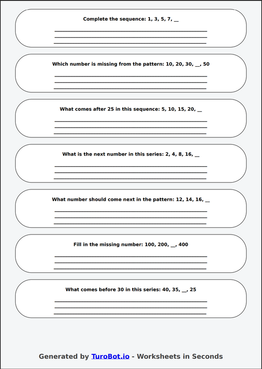 Math - Number Patterns and Sequences - Year 3 - Number Patterns Puzzle 1