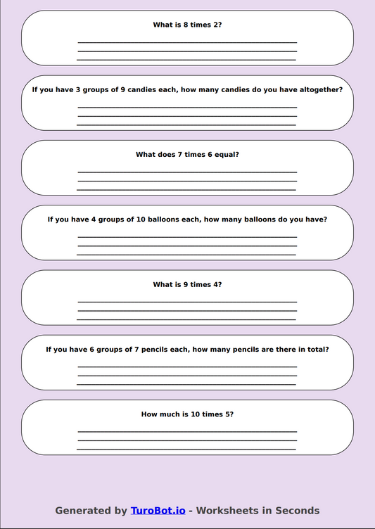 Math - Multiplication Facts (6-10) - Year 3 - Times Tables 6-10