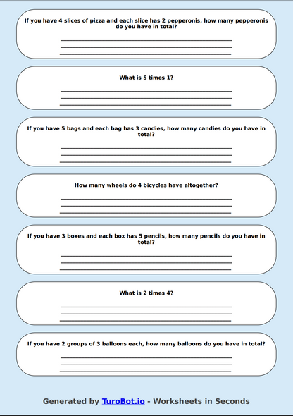 Math - Multiplication Facts (1-5) - Year 3 - Times Tables 1-5