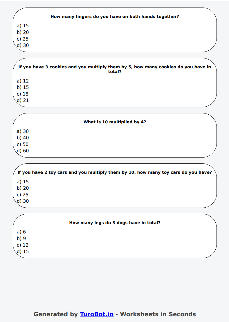 Math - Multiplication by 2, 5, and 10 - Year 3 - Times Tables Practice