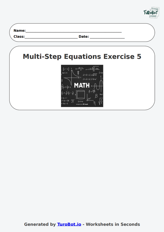 Math - Multi-Step Equations Exercise 9 - Year 7 - Exercise 5