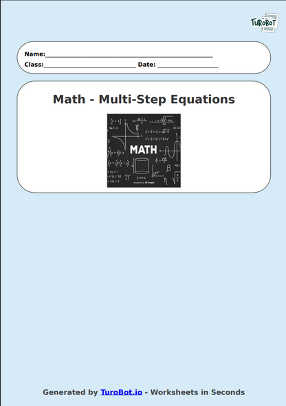 Math - Multi-Step Equations Exercise 8 - Year 7 - Exercise 8