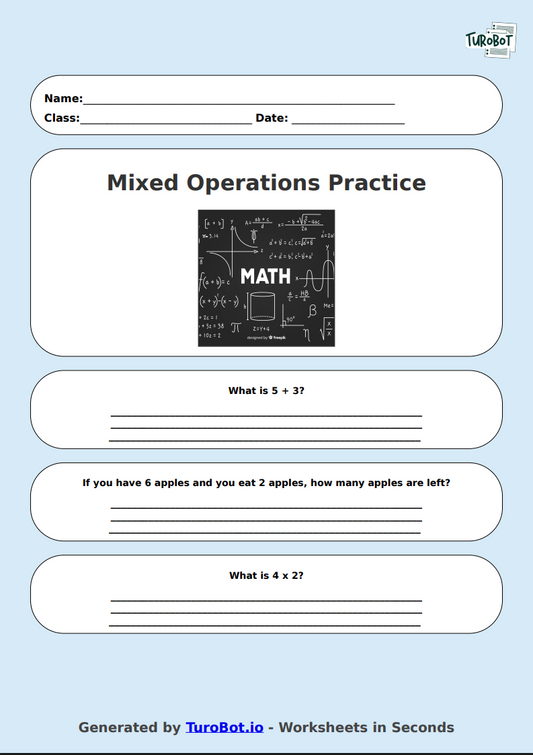 Math - Mixed Operations Practice - Year 3 - Add, Subtract, Multiply, Divide