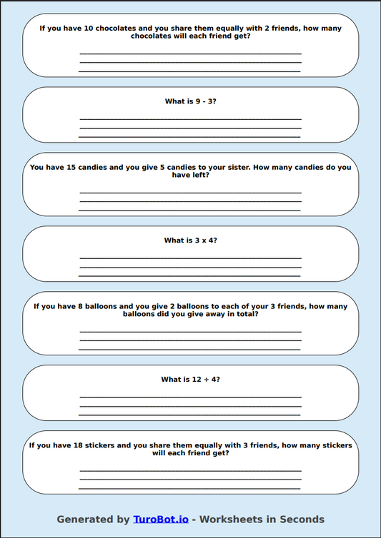 Math - Mixed Operations Practice - Year 3 - Add, Subtract, Multiply, Divide