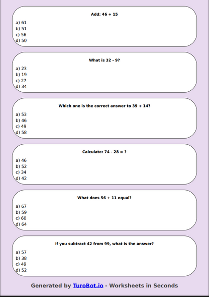Math - Mixed Addition & Subtraction (2-Digit) - Year 3 - Add & Subtract