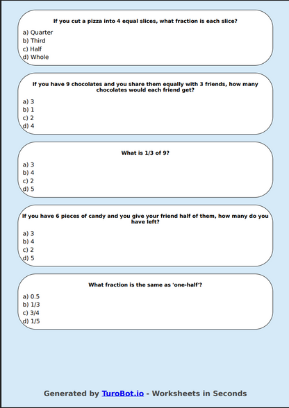 Math - Halves, Thirds and Quarters - Year 3 - Halves, Thirds & Quarters