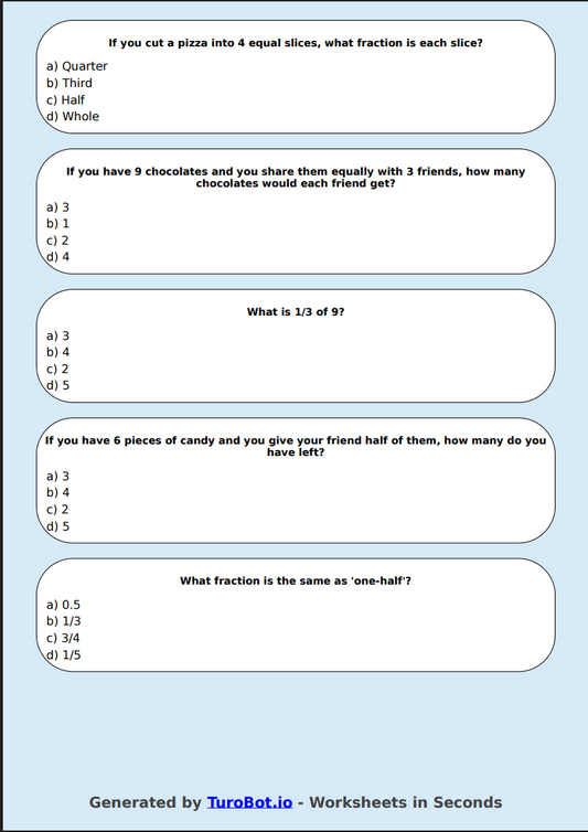Math - Halves, Thirds and Quarters - Year 3 - Halves, Thirds & Quarters