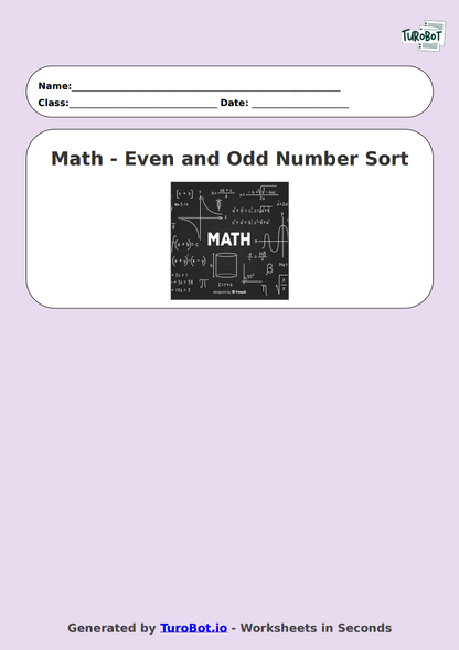 Math - Even and Odd Number Sort - Year 3 - Sort the Numbers - Even or Odd