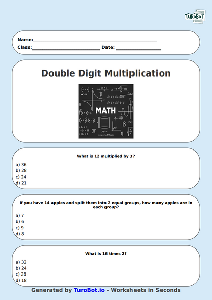 Math - Double Digit Multiplication (no regrouping) - Year 4 - 2-Digit Multiplication