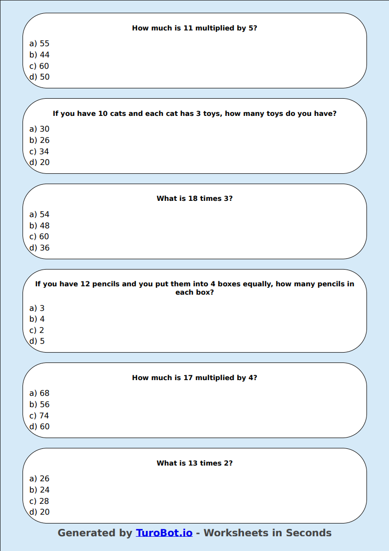 Math - Double Digit Multiplication (no regrouping) - Year 4 - 2-Digit Multiplication