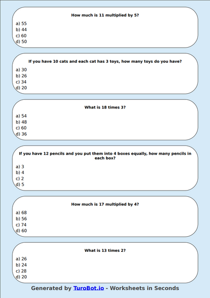 Math - Double Digit Multiplication (no regrouping) - Year 4 - 2-Digit Multiplication