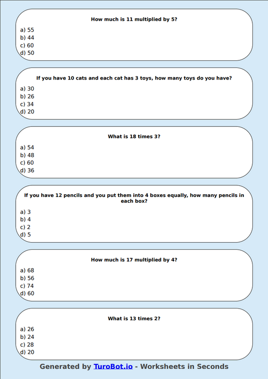 Math - Double Digit Multiplication (no regrouping) - Year 4 - 2-Digit Multiplication