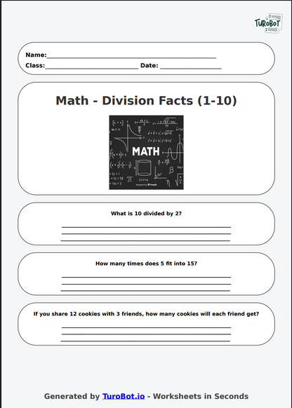 Math - Division Facts (1-10) - Year 3 - Quick Division