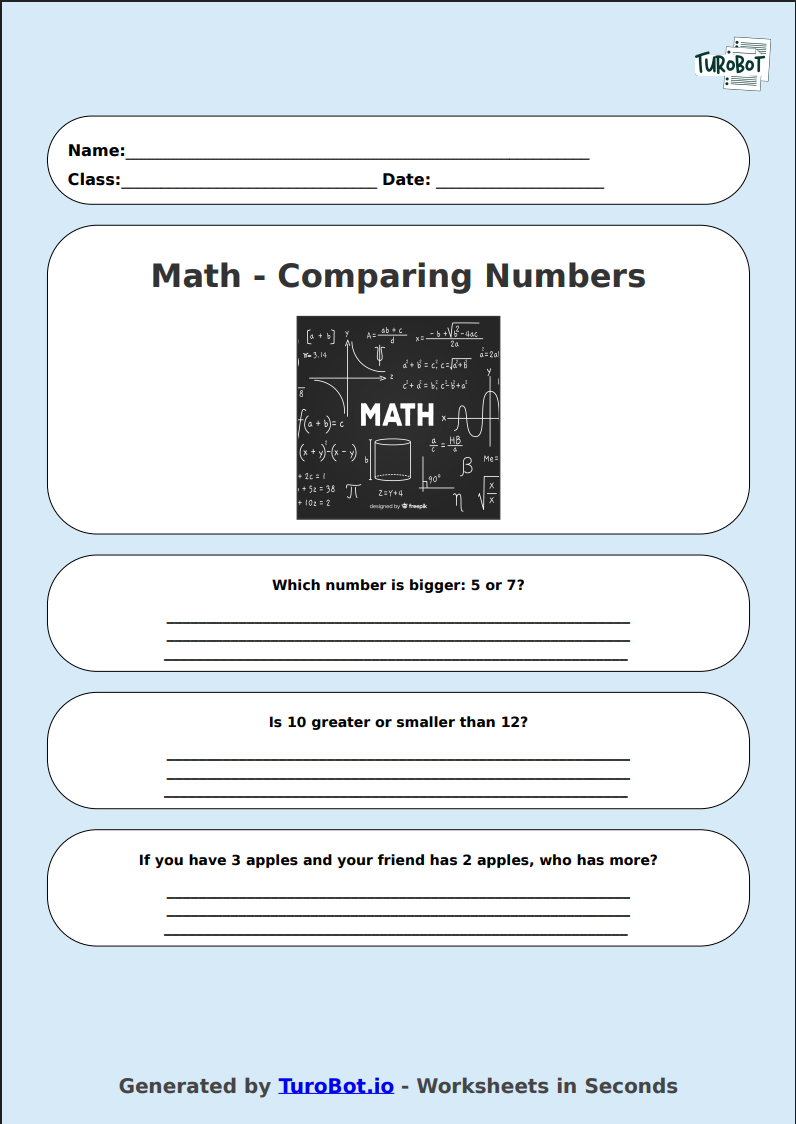 Math - Comparing Numbers - Year 2 - Compare the Numbers 1