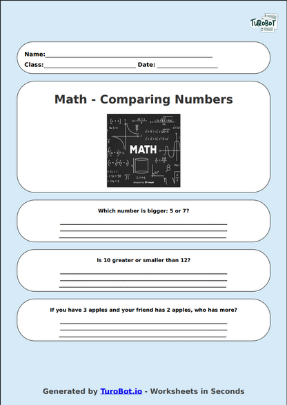 Math - Comparing Numbers - Year 2 - Compare the Numbers 1