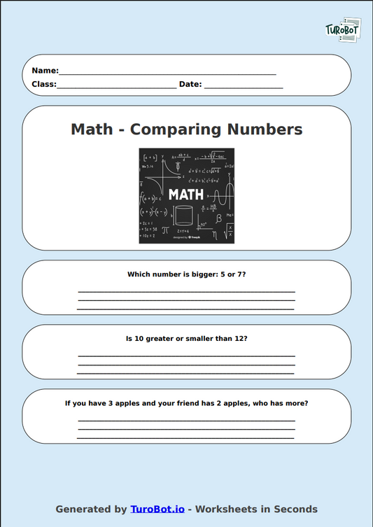 Math - Comparing Numbers - Year 2 - Compare the Numbers 1