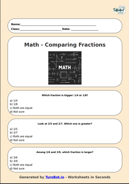 Math - Comparing Fractions (Same Denominator) - Year 3 - Which is Bigger