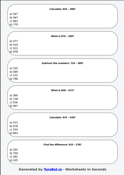 Math - 3-Digit Subtraction with Regrouping - Year 3 - Take Away Big Numbers