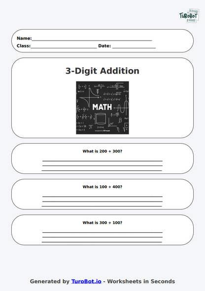 Math - 3-Digit Addition without Regrouping - Year 3 - Add 3-Digit Numbers