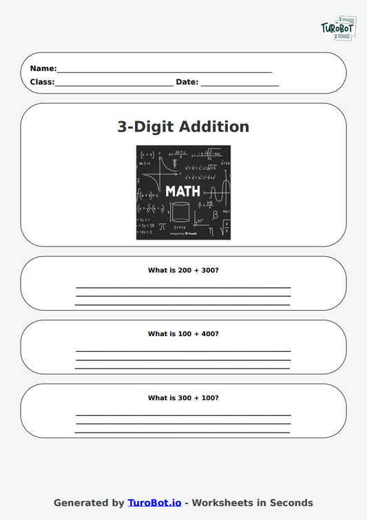Math - 3-Digit Addition without Regrouping - Year 3 - Add 3-Digit Numbers