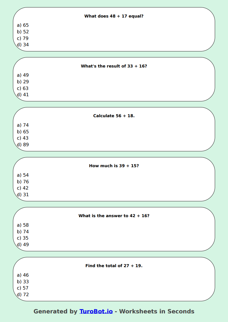 Math - 2-Digit Addition without Regrouping - Year 3 - Easy 2-Digit Addition