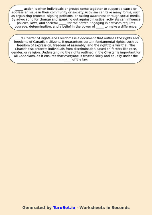 Year 6 Social Studies Fill in the Blanks Worksheet – Rules, Laws, and Rights