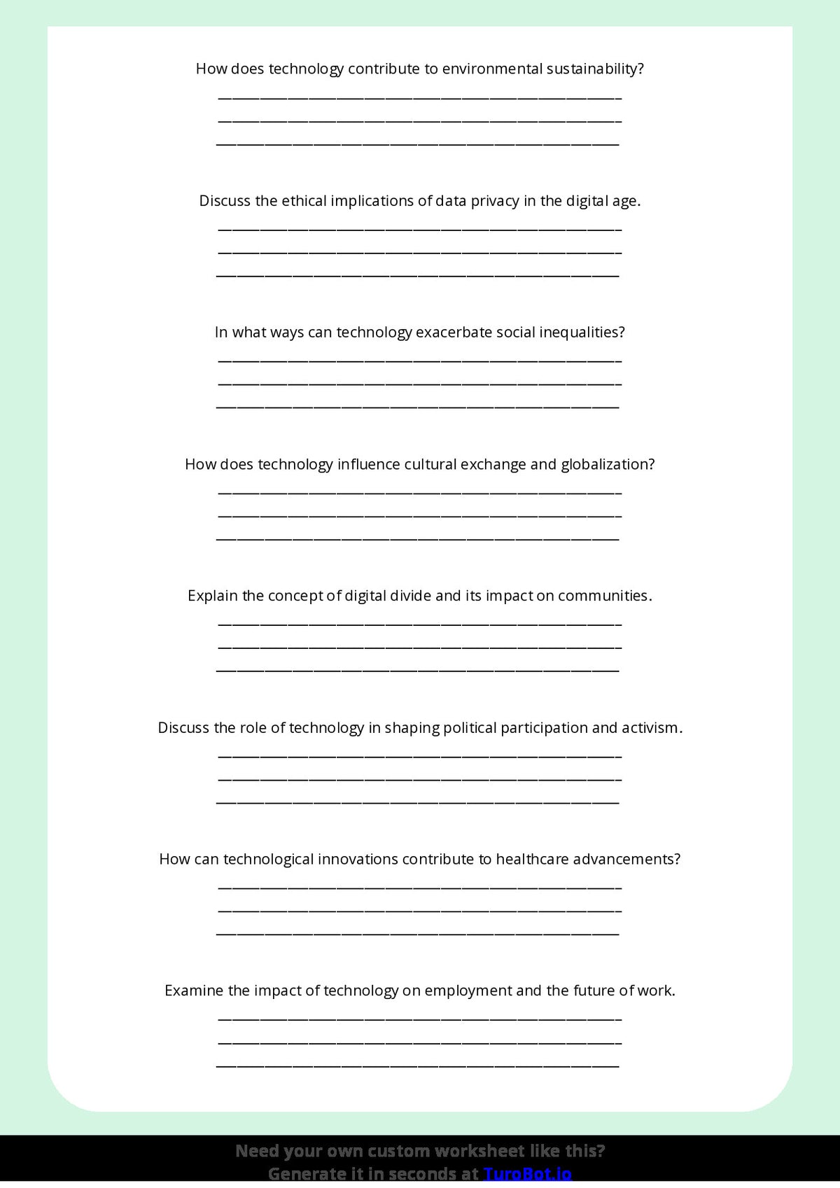 Free Worksheet - Year 8 Social Studies Technology and Society Benefits and Risks Multiple Choice