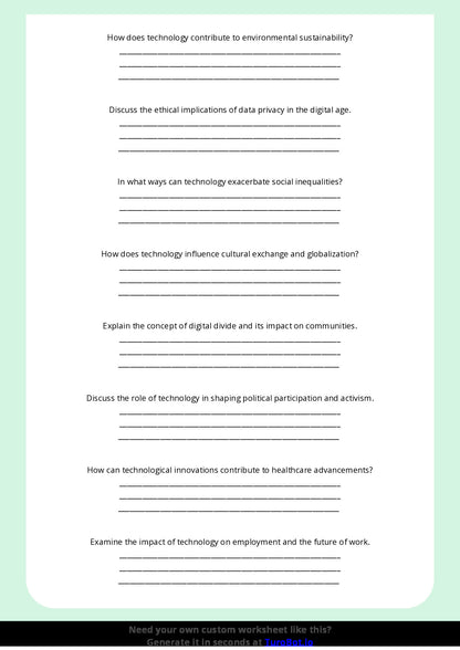 Free Worksheet - Year 8 Social Studies Technology and Society Benefits and Risks Multiple Choice