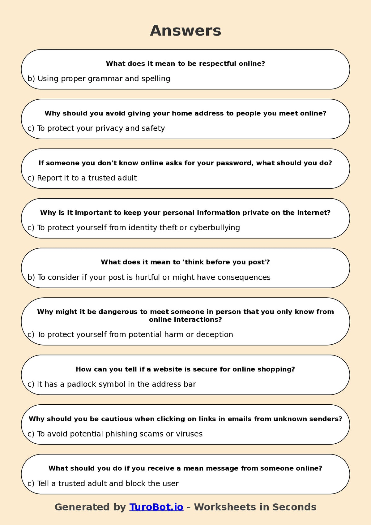 Year 5 Technology Multiple Choice Worksheet – Digital Safety and Online Etiquette