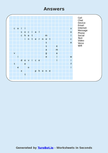 Technology - Year 7 - Find a Word - Communication Devices – Free Find a Word Worksheet