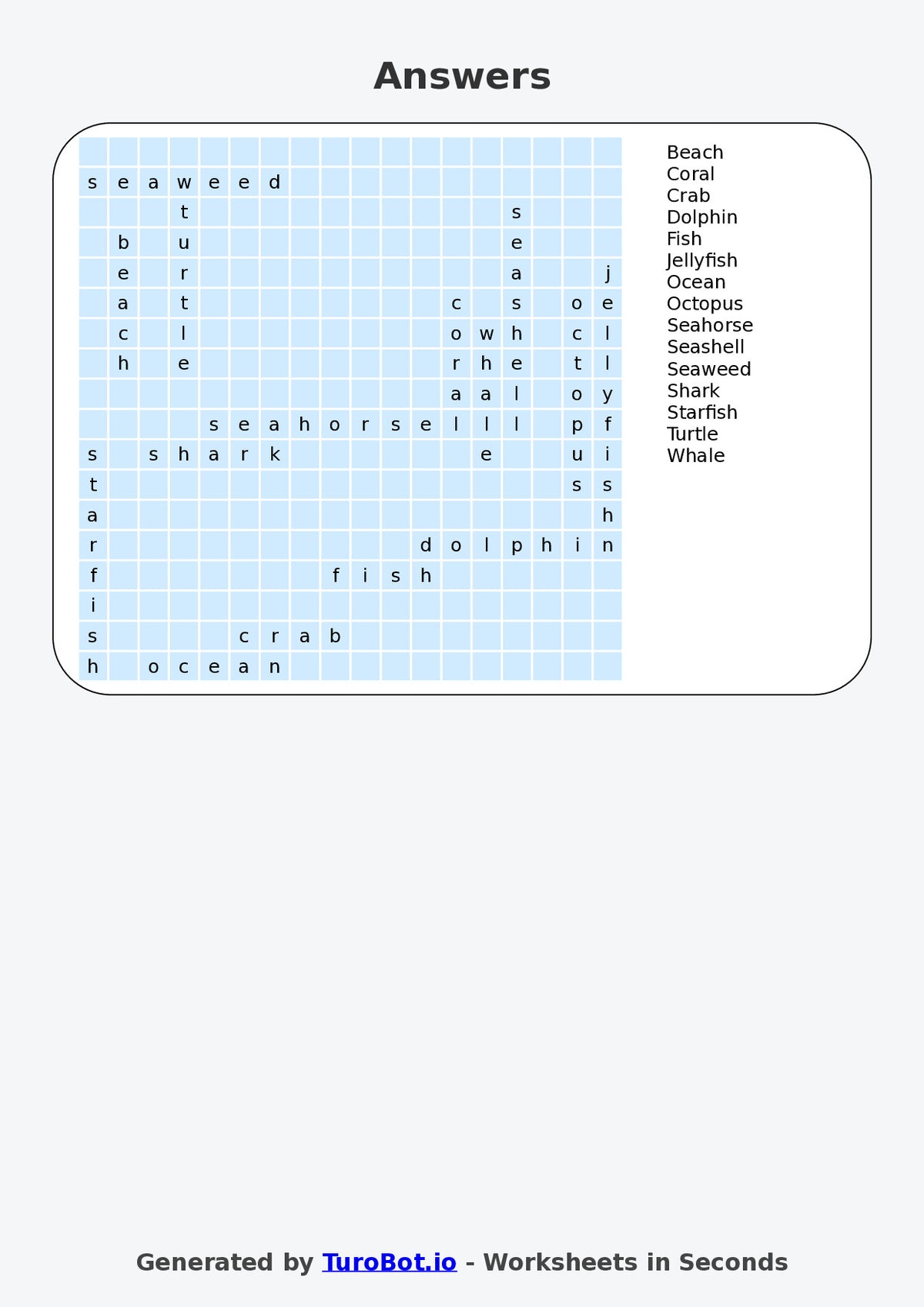 Vocabulary - Year 3 - Find a Word - Ocean Life – Free Find a Word Worksheet