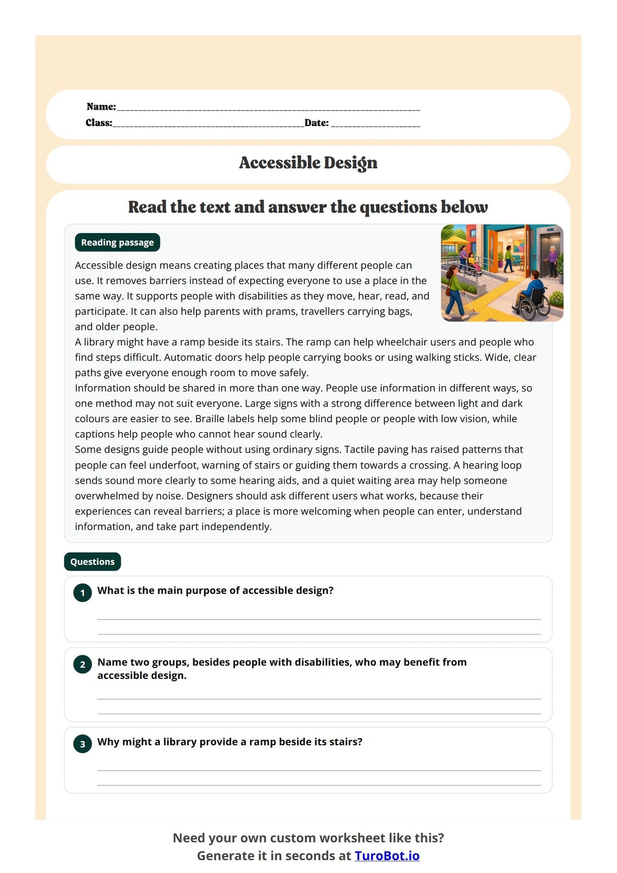 Free Year 5 Worksheet - Accessible Design preview