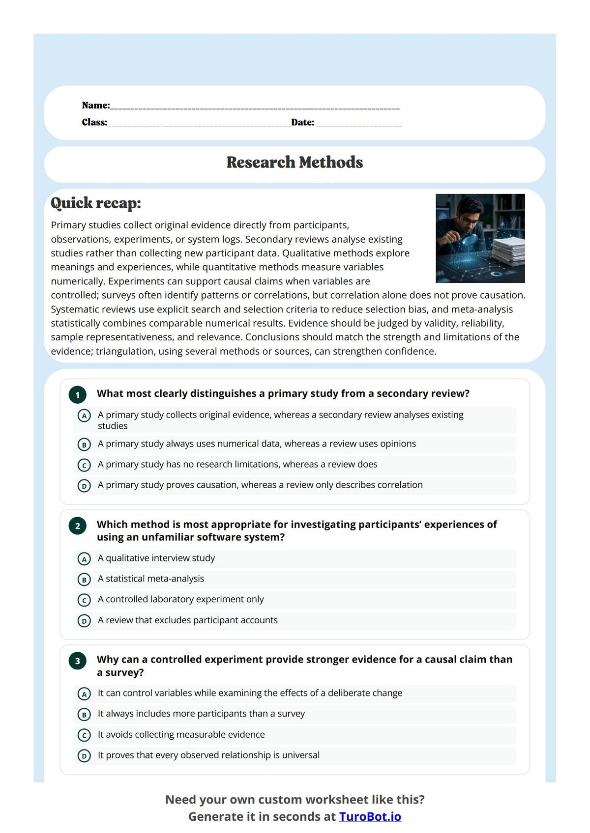 Free Year 12 Media and Literacy Worksheet - Research Methods preview