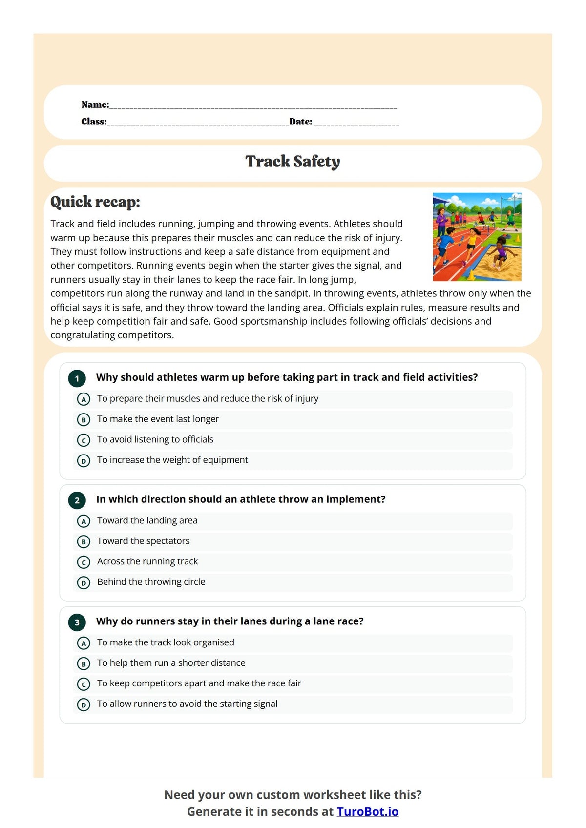 Free Year 5 Worksheet - Track Safety preview