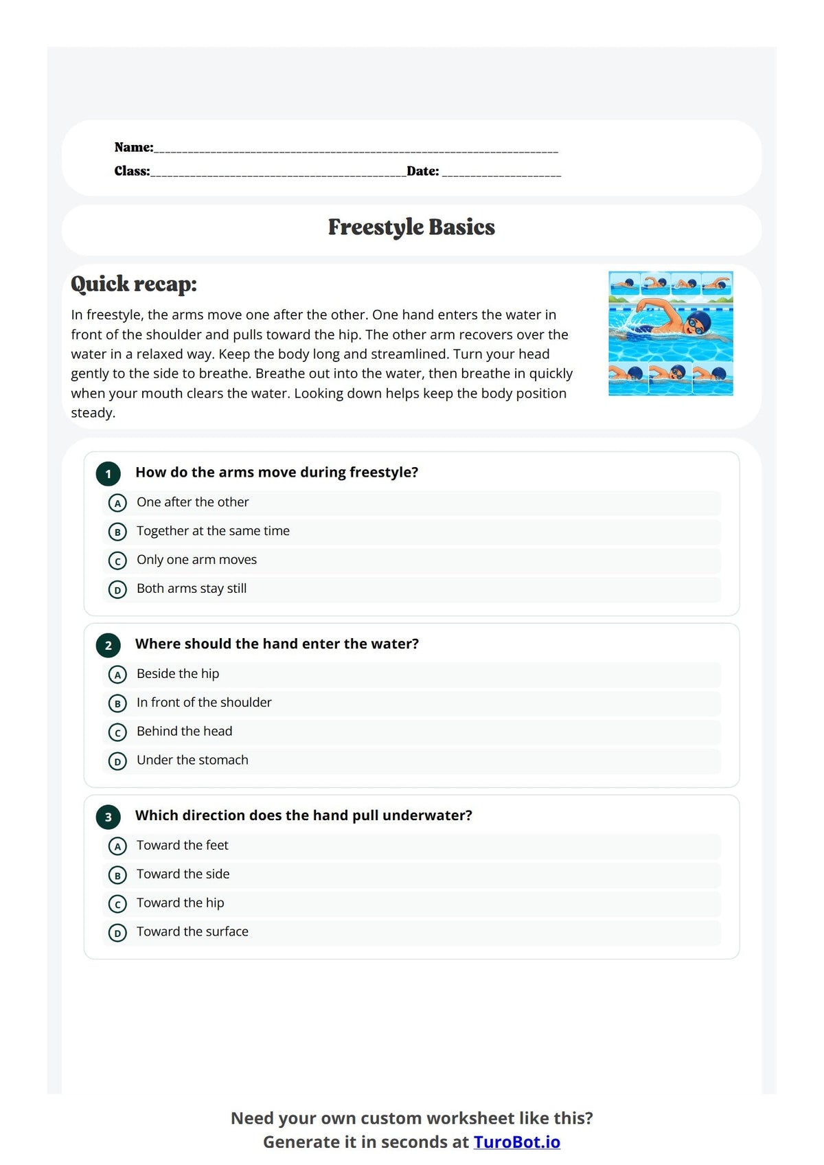 Free Year 3 Worksheet - Freestyle Basics preview